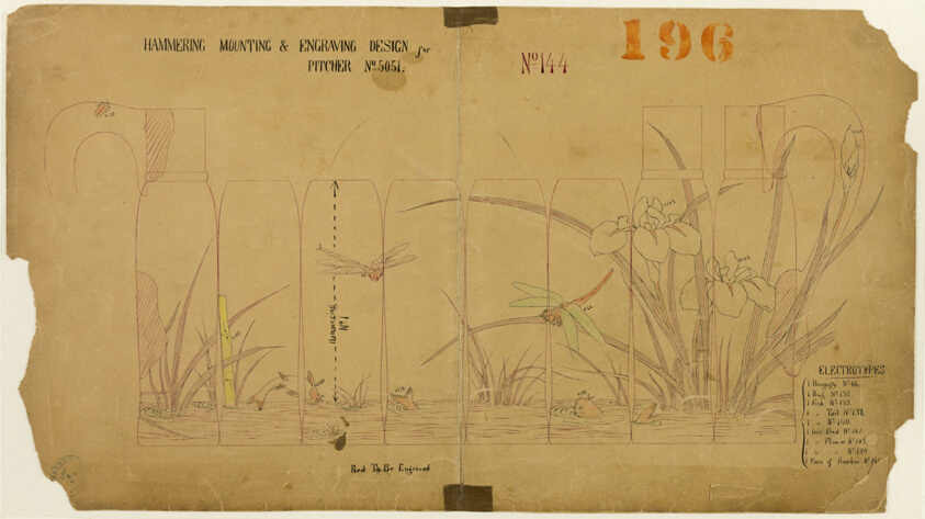 Hammering, Mounting and Engraving Design for Pitcher No. 5051