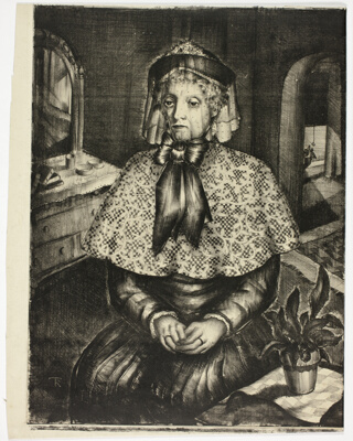 Woman (Artist's Grandmother) in Veiled Hat with Cactus Plant