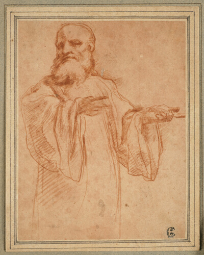 St. Benedict Gesturing to the Left: Study for the Coronation of the Virgin