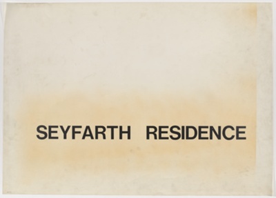 Seyfarth Residence, North Barrington, Illinois, Working Drawings