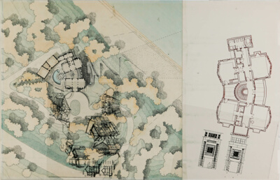 Bendy House, Waves End, Winnetka, Illinois, Presentation Collage