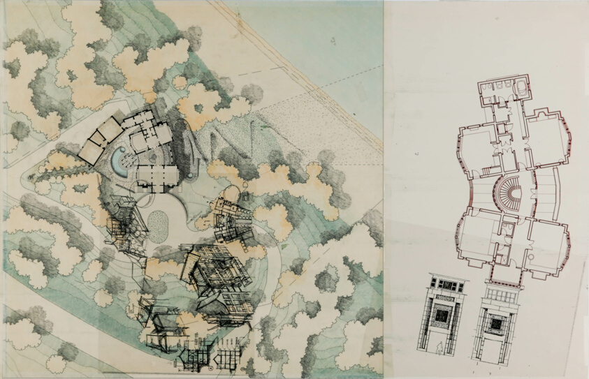 Bendy House, Waves End, Winnetka, Illinois, Presentation Collage