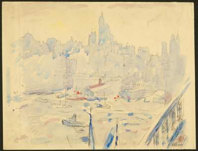 New York Skyline, Boats in Foreground
