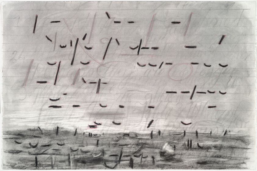 Drawing from "Zeno Writing" (landscape, text fragments)