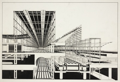 O’Hare International Terminal, Chicago, Illinois, Perspective and Section
