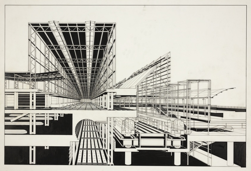 O’Hare International Terminal, Chicago, Illinois, Perspective and Section