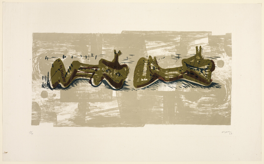 Two Reclining Figures with River Background