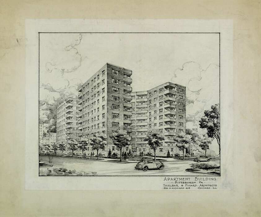 Proposed Apartments, Pittsburgh, Pennsylvania, Perspective Rendering