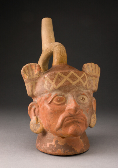 Portrait Vessel of a Ruler with Mustache and Feathered Headdress