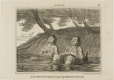 Having finally found the solution to spend the summer of 1857 in a pleasant way, plate 429 from Actualités