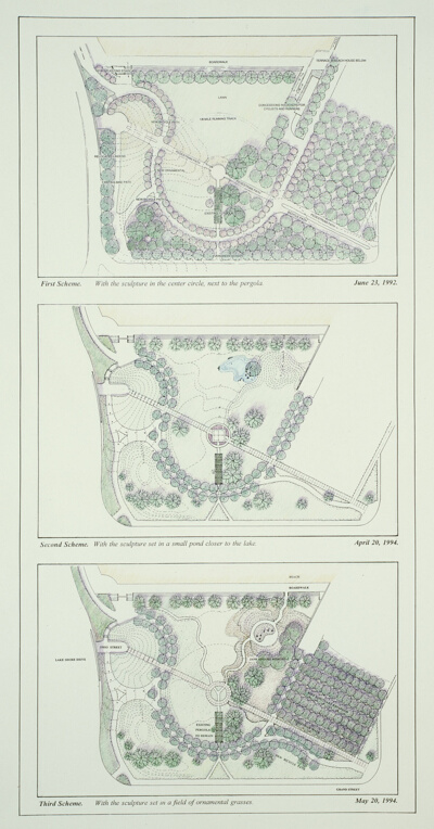 Jane Addams Memorial, Navy Pier Park, Chicago Park District, Three Plans, Presentation Design Drawing