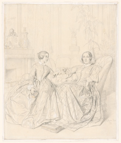 Comtesse Charles d’Agoult (born Marie de Flavigny) and Her Daughter Claire d’Agoult