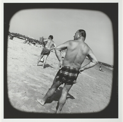 Untitled (Two-Middle Aged Men Standing with Hands at Waist and Backs to Camera), from the series "Beach"