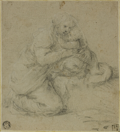 Kneeling Mother Embracing Child