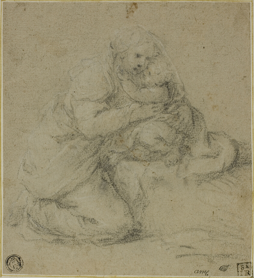Kneeling Mother Embracing Child