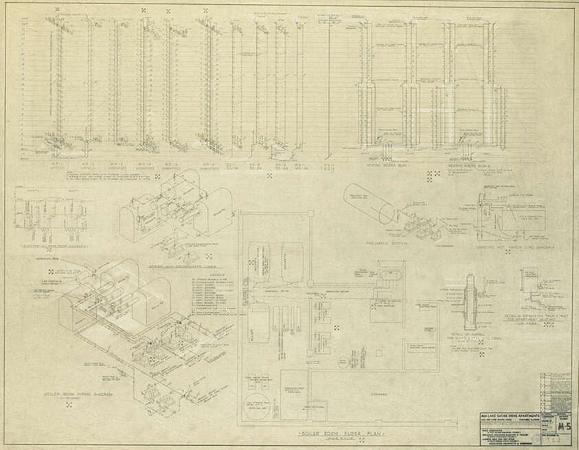 860–880 North Lake Shore Drive, Heating, Plumbing Water Risers, and Details