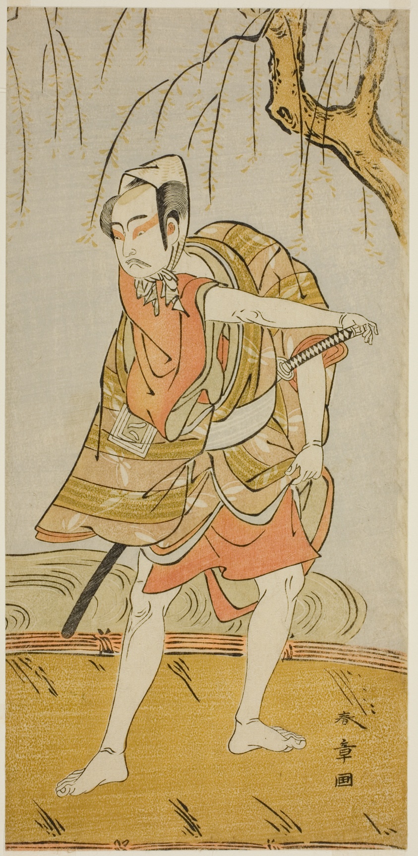 The Actor Ichikawa Yaozo II as Hiranoya Tokubei (?) in the Play Wada Sakamori Eiga Kagami (?), Performed at the Nakamura Theater (?) in the Third Month, 1773 (?)
