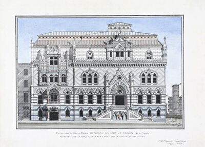 National Academy of Design, New York City, New York, Elevation of South Facade