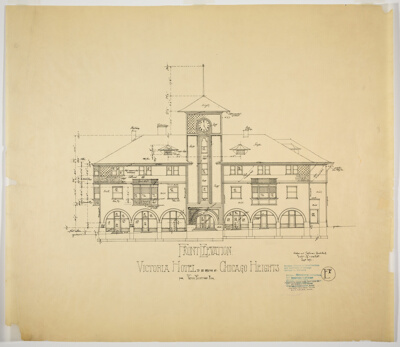 Victoria Hotel, Chicago Heights, Illinois, Front Elevation