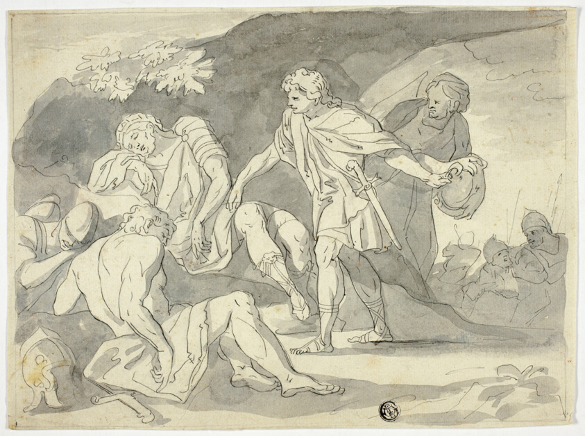 David Cutting Off Skirt of Saul's Robe