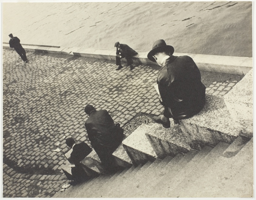 Three Men Sitting on Steps at the Seine, Paris