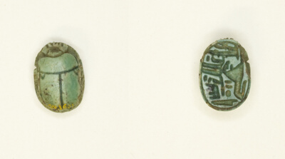 Scarab: Criosphinx and Ma’at with Name of Amun-Ra