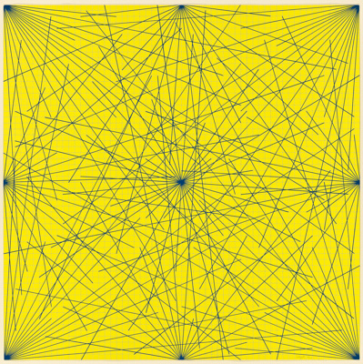 Plate #02, from Lines In Color on Color From Corners Sides and Centers to Specific Points on a Grid