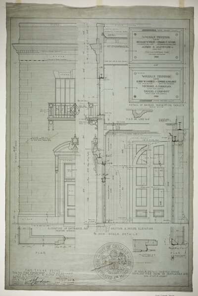 Fire Engine House, Chicago, Illinois, Entrance Elevation and Details