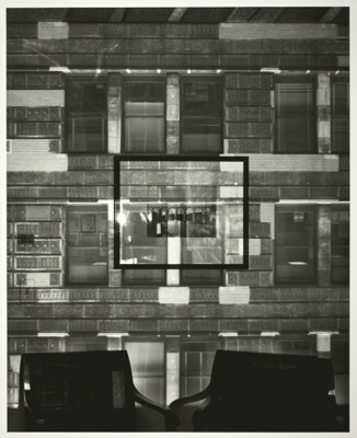 Camera Obscura Image of Building Facade on Wall With Photograph, LaSalle Bank, Chicago