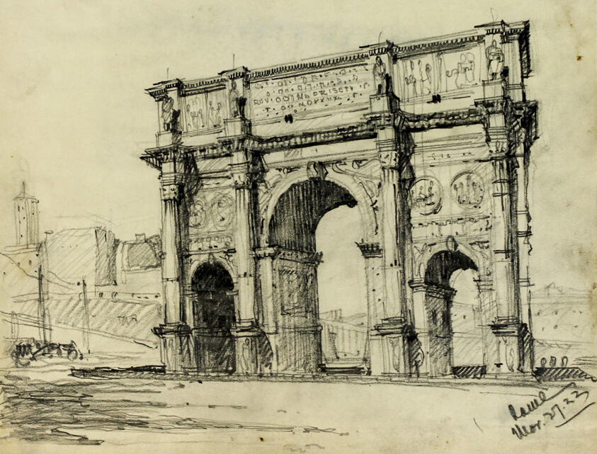 Arch of Constantine, Rome, Italy, Travel Sketch