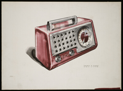 Fada Radio Design, Red Radio, Presentation Drawing