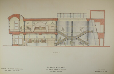 Banana Republic Building, Chicago, Illinois, Longitudinal Section B-B