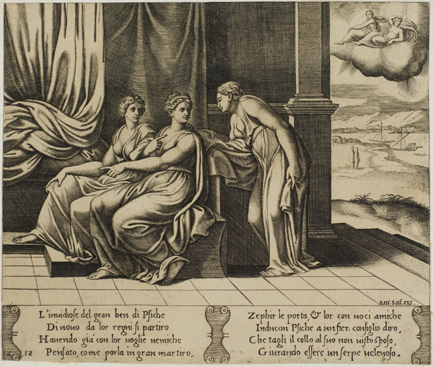 Psyche's Sisters...Persuade Her that a Serpent is Sleeping with Her