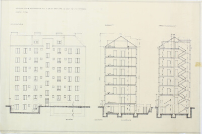 Apartment Building (Wohnhaus), Richthofengasse 5-7, Vienna, Austria, Elevation and Sections
