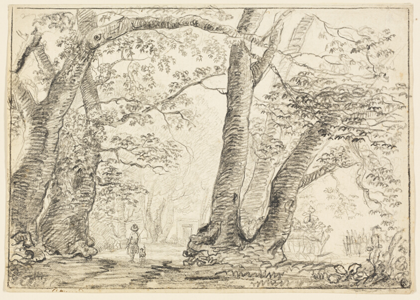Man with Dog in Forest