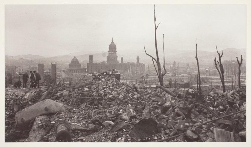 View to the South, Ruins of the City Hall and Burned Trees, San Francisco Earthquake and Fire