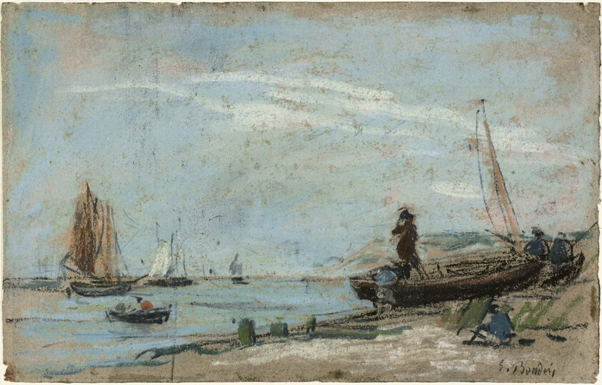 Beach with Fishing Boats (recto); Landscape with Farmer Plowing a Field (verso)