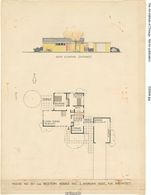 Western Homes, House No. IS-4, Highland Park, Illinois, Presentation Drawing