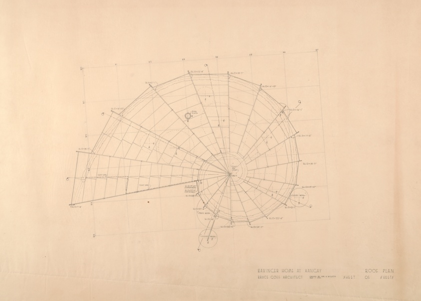 Gene and Nancy Bavinger House, Roof Plan, Norman, Oklahoma, Working Drawing