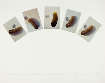 Five Pickles (with Fingerprints) in The Shape of a Hand