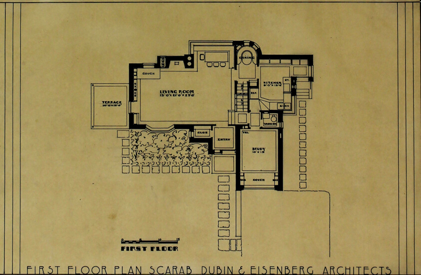 Henry Dubin Battledeck House, Highland Park, Illinois, First Floor Plan