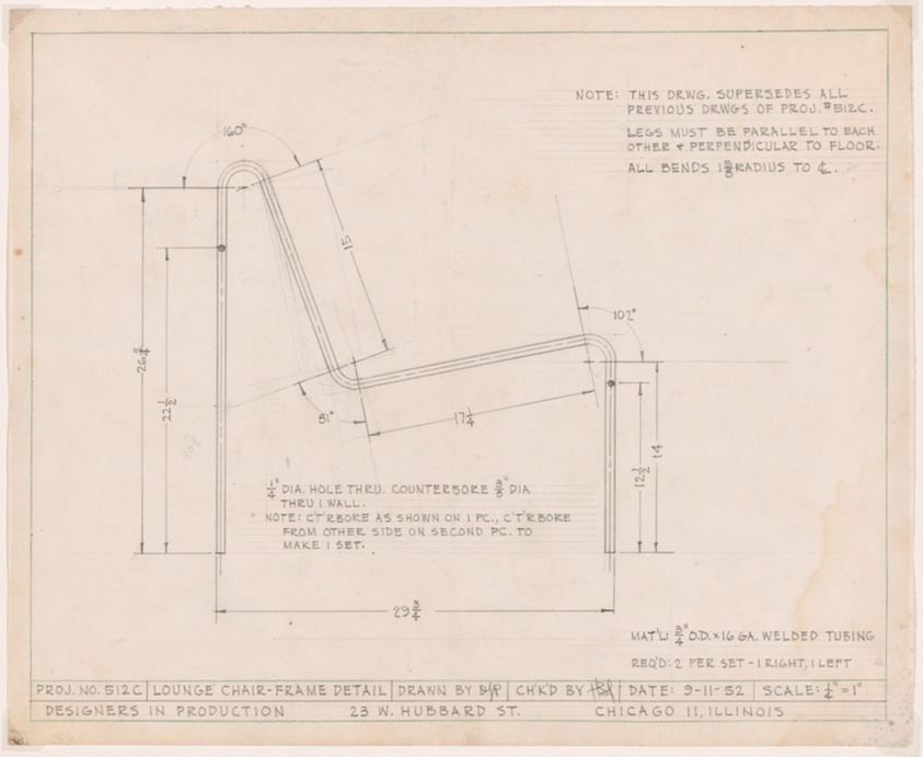 Lounge Chair, Frame Detail Drawing