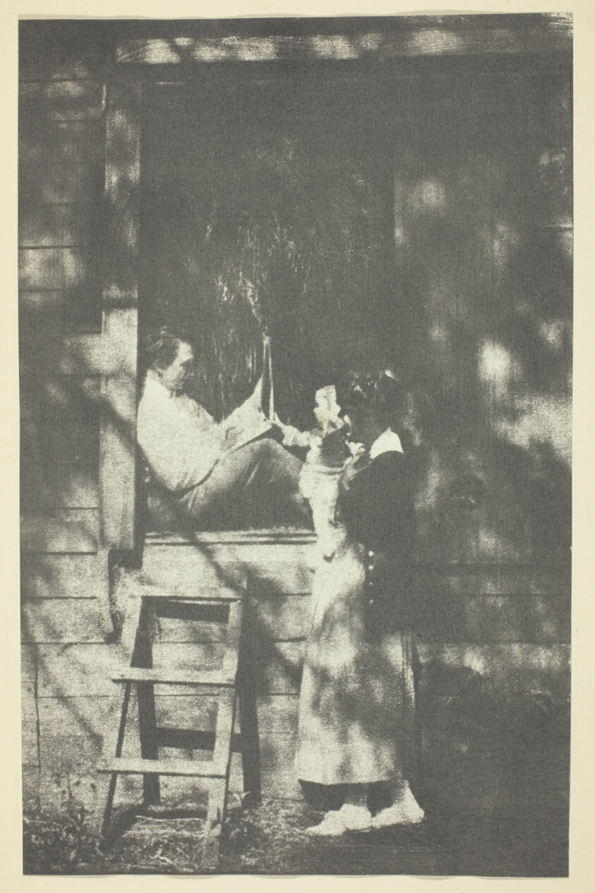 Woman and Child with Man in Door