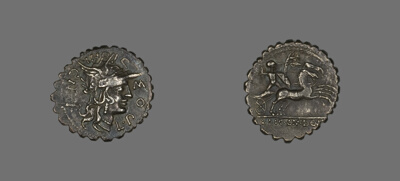 Denarius Serratus (Coin) Depicting the Goddess Roma