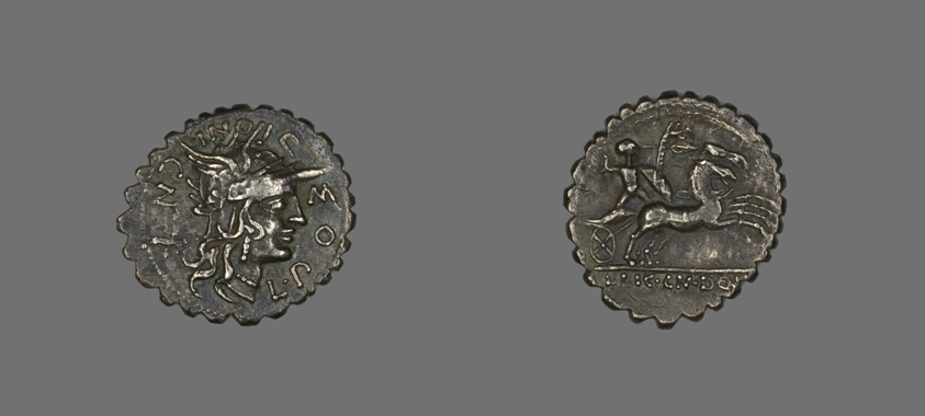 Denarius Serratus (Coin) Depicting the Goddess Roma