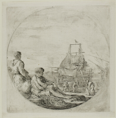 Shipyard with Two Sailors