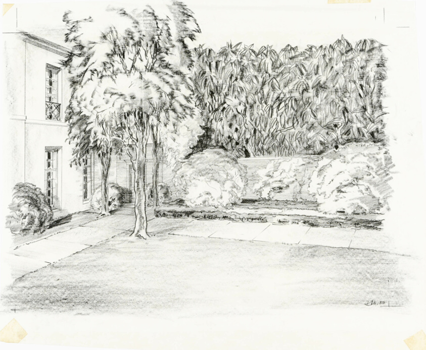 Miss Bertha Evans House, Palm Beach, Florida, Corner Lawn Perspective