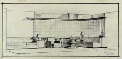 Dr. John A. Tasche Residence, Sheboygan, Wisconsin, Interior Perspective