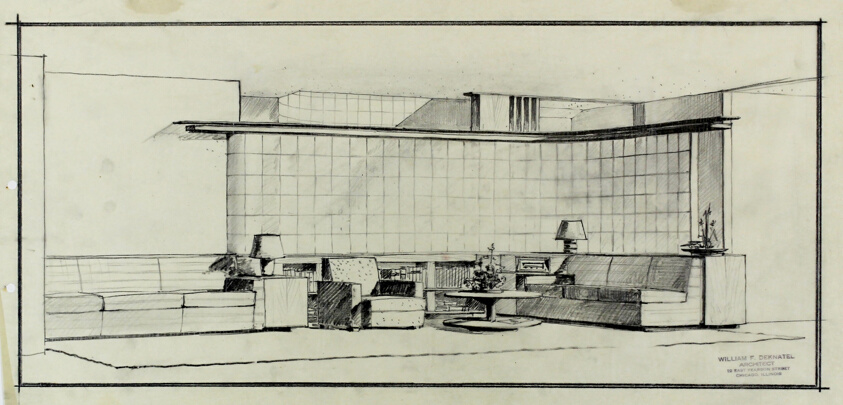 Dr. John A. Tasche Residence, Sheboygan, Wisconsin, Interior Perspective