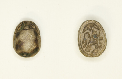 Scarab: Falcon with Red Crown and Cobra (?)
